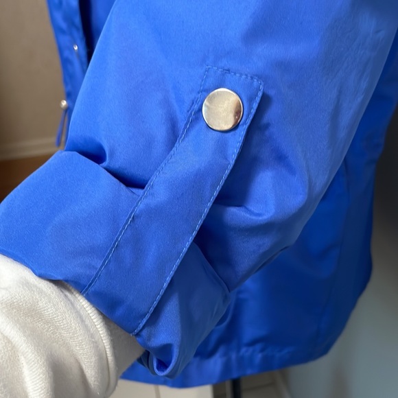 Karen Scott Sport Bright Blue Repellant Convertible Sleeve Zip/Snap Jacket Sz Lg - Picture 5 of 12